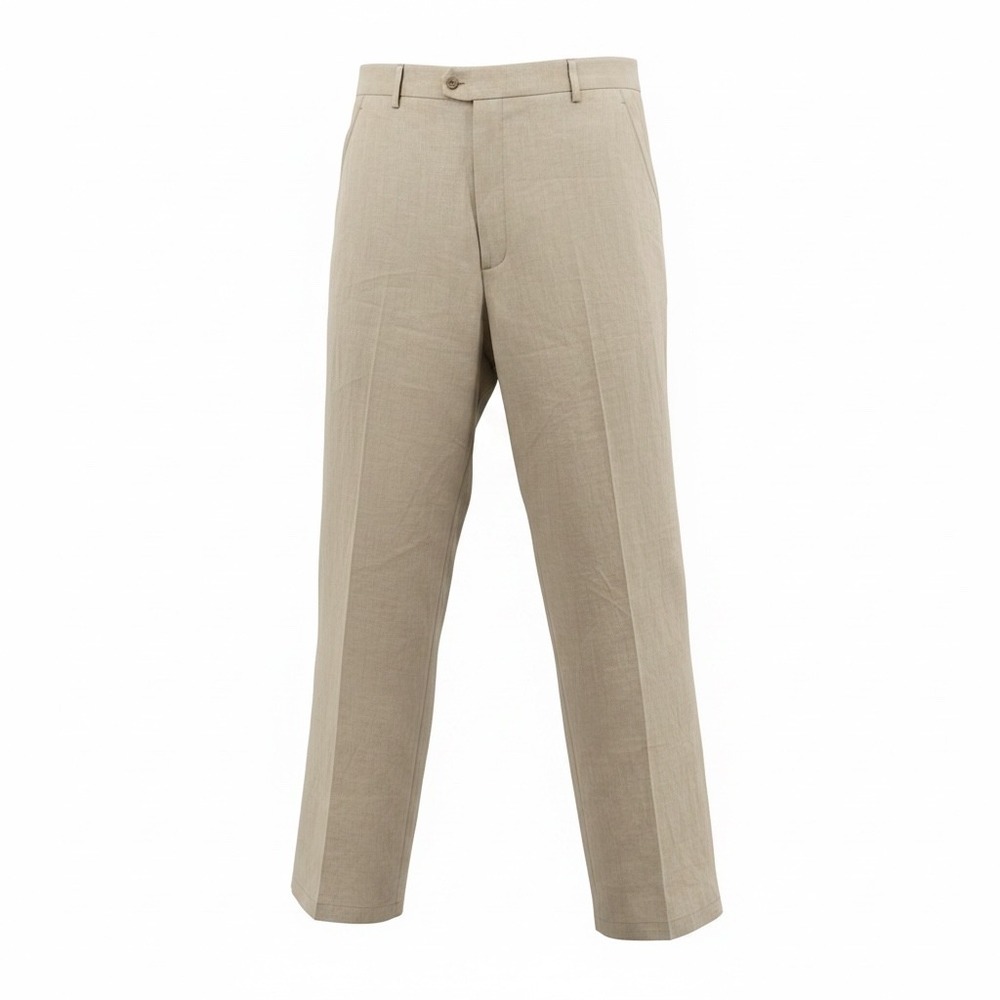 Mojito Collection Linen Pants Mens 44x34 Tan Flat Front Beach Wedding NWT